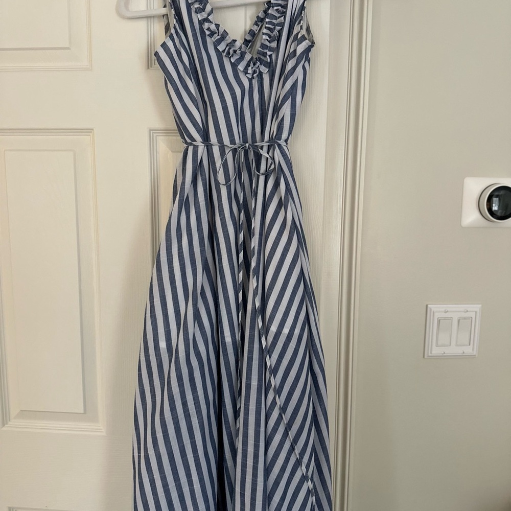 Vici Blue and White Striped Maxi Dress